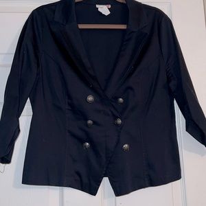 Navy blue cropped blazer with silver buttons size Large/// Never worn